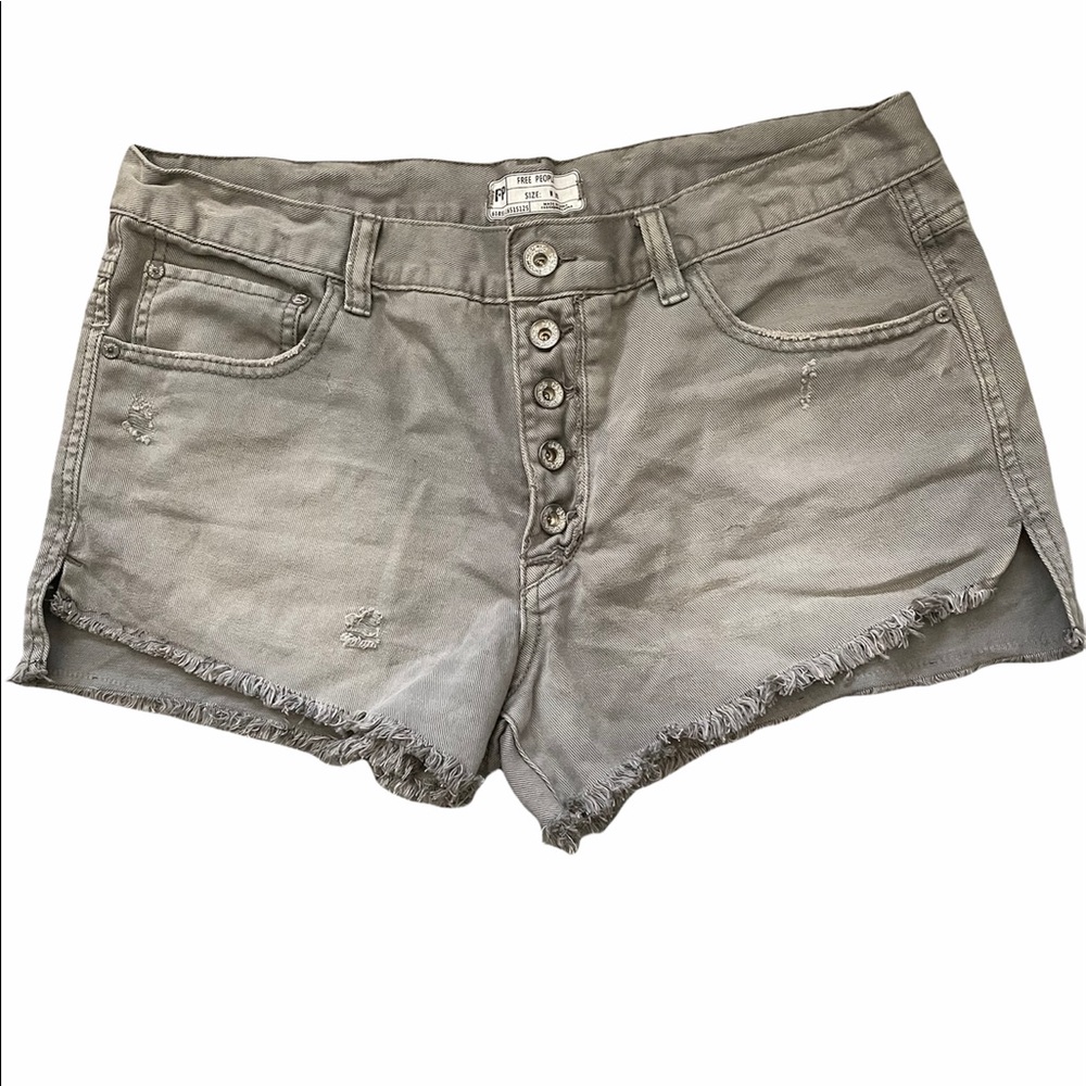 Free People Military Green Distressed Shorts